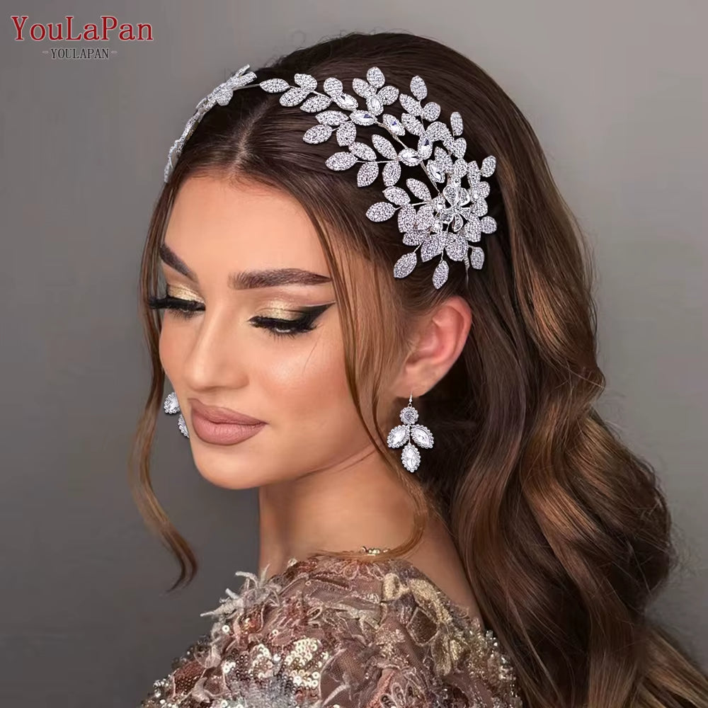 HP518 Bridal Headband Wedding Hair Accessories Alloy Leaf Headpiece Woman Pageant Jewelry Bride Headdress Hair Ornament