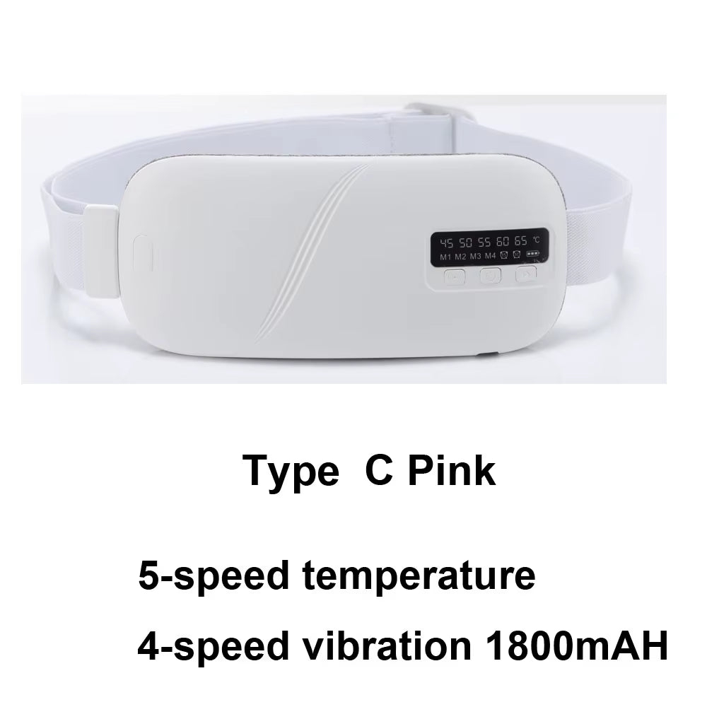 Electric Period Cramp Massager Vibrating Heating Period Pads Belt for Menstrual Colic Waist Stomach Abdominal Warm Palace Belt