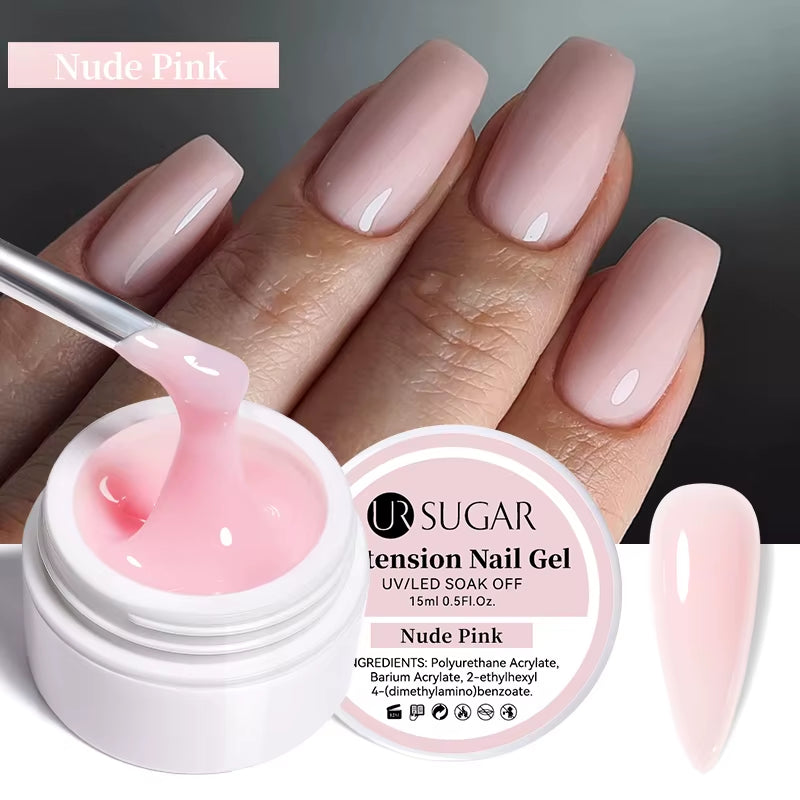 UR SUGAR 15Ml Extension Nail Gel Polish Nails Finger Form Clear Nude Pink Nail Art Camouflage Hard Gel Acrylic Nail Manicur