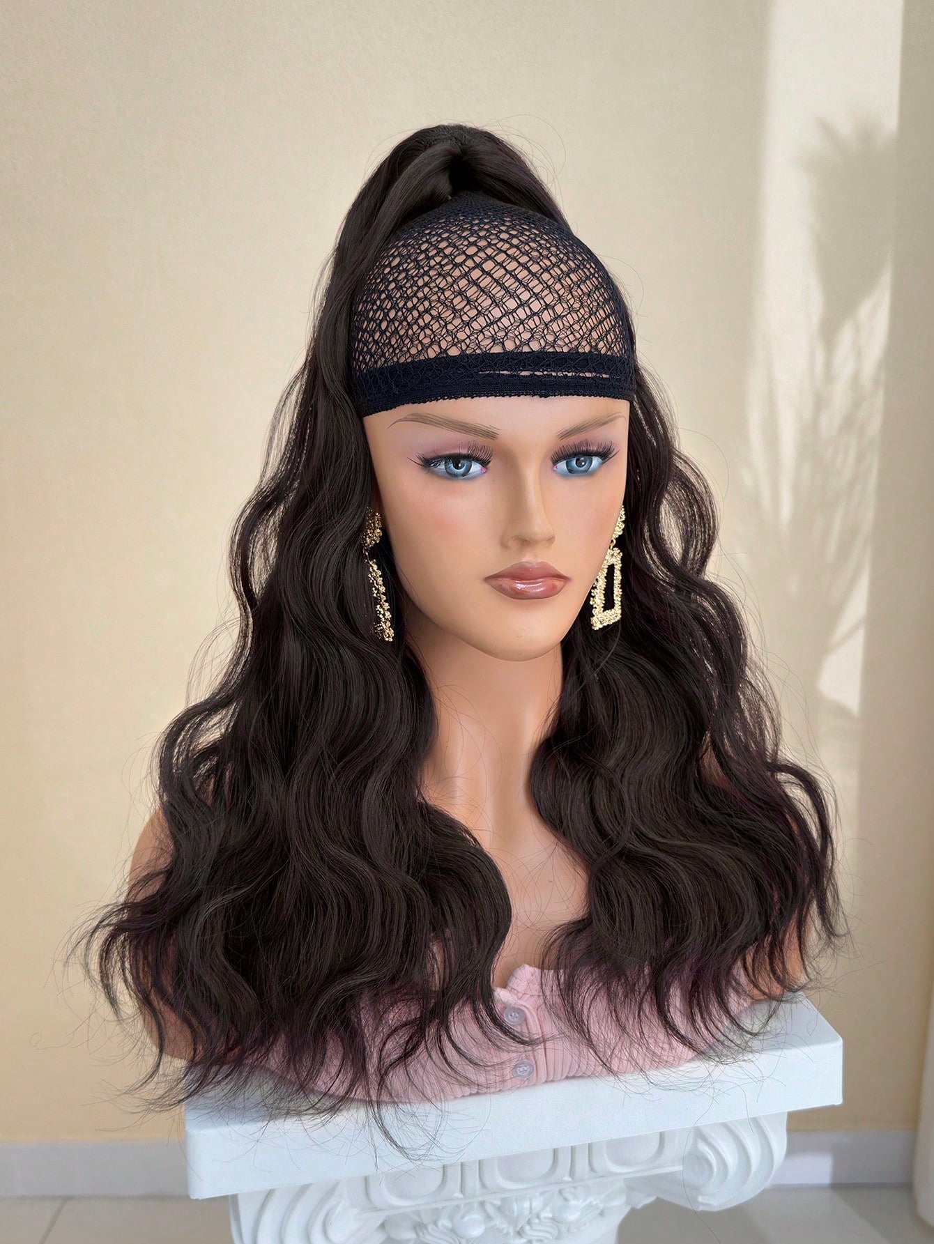 Claw Ponytail Extension Hair Accessories 18-20 Inch Long Natural Wave Heat Resistant Fiber Synthetic Ponytail Hairpiece for Women Daily Used Black Brown