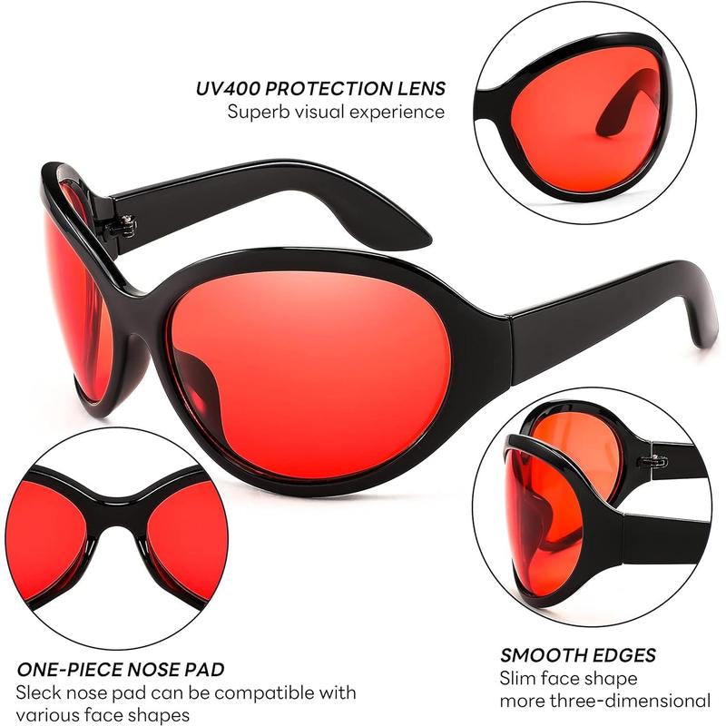 FEISEDY Women's Oversized Classic Oval Wraparound Sunglasses with Large Frame - Model B2391