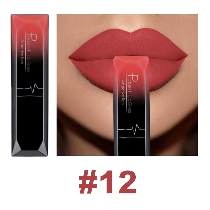 Pudaier 21 Color Lip Gloss Waterproof Matte Liquid Lipstick Moisturizing Lip Gloss Lip Makeup Beauty Cosmetics