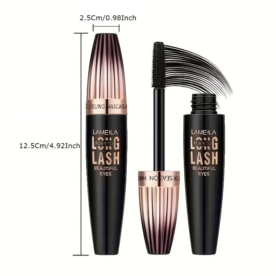 Waterproof 4D Mascara Thick Long Smudge-Proof Plump Encrypted Long-Lasting Curling Large Eye Makeup, Makeup Tools
