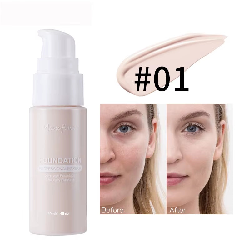 Liquid Foundation Long-Lasting Waterproof Oil Control Moisture Long-Lasting Concealer High Coverage Female Facial Cosmetics