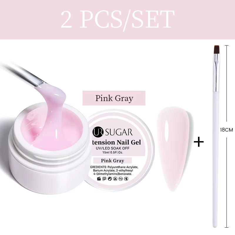 UR SUGAR 15Ml Extension Nail Gel Polish Nails Finger Form Clear Nude Pink Nail Art Camouflage Hard Gel Acrylic Nail Manicur