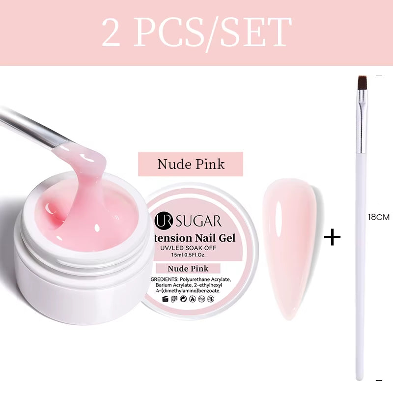 UR SUGAR 15Ml Extension Nail Gel Polish Nails Finger Form Clear Nude Pink Nail Art Camouflage Hard Gel Acrylic Nail Manicur
