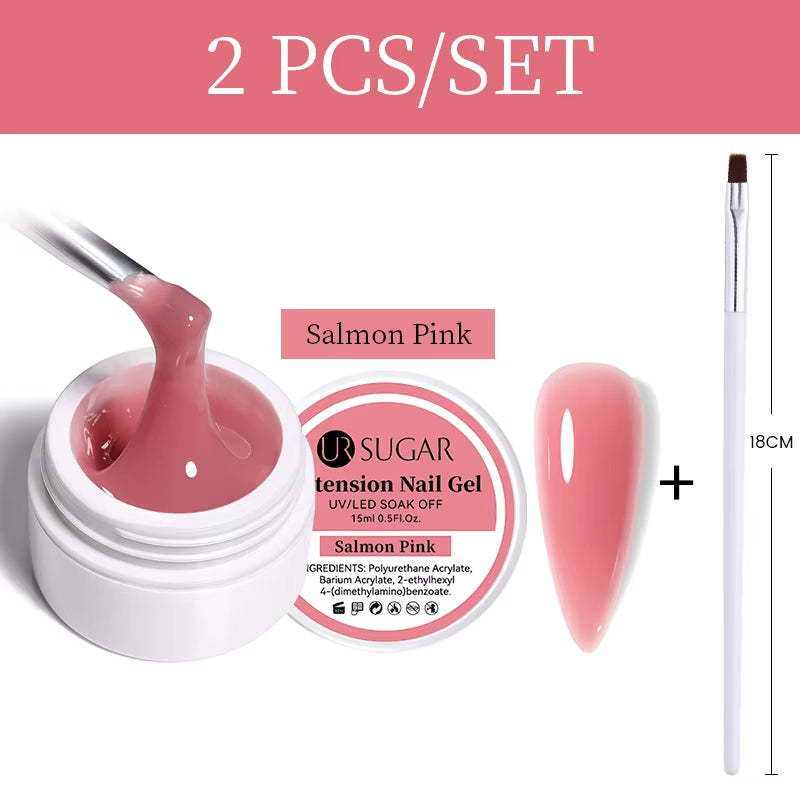 UR SUGAR 15Ml Extension Nail Gel Polish Nails Finger Form Clear Nude Pink Nail Art Camouflage Hard Gel Acrylic Nail Manicur