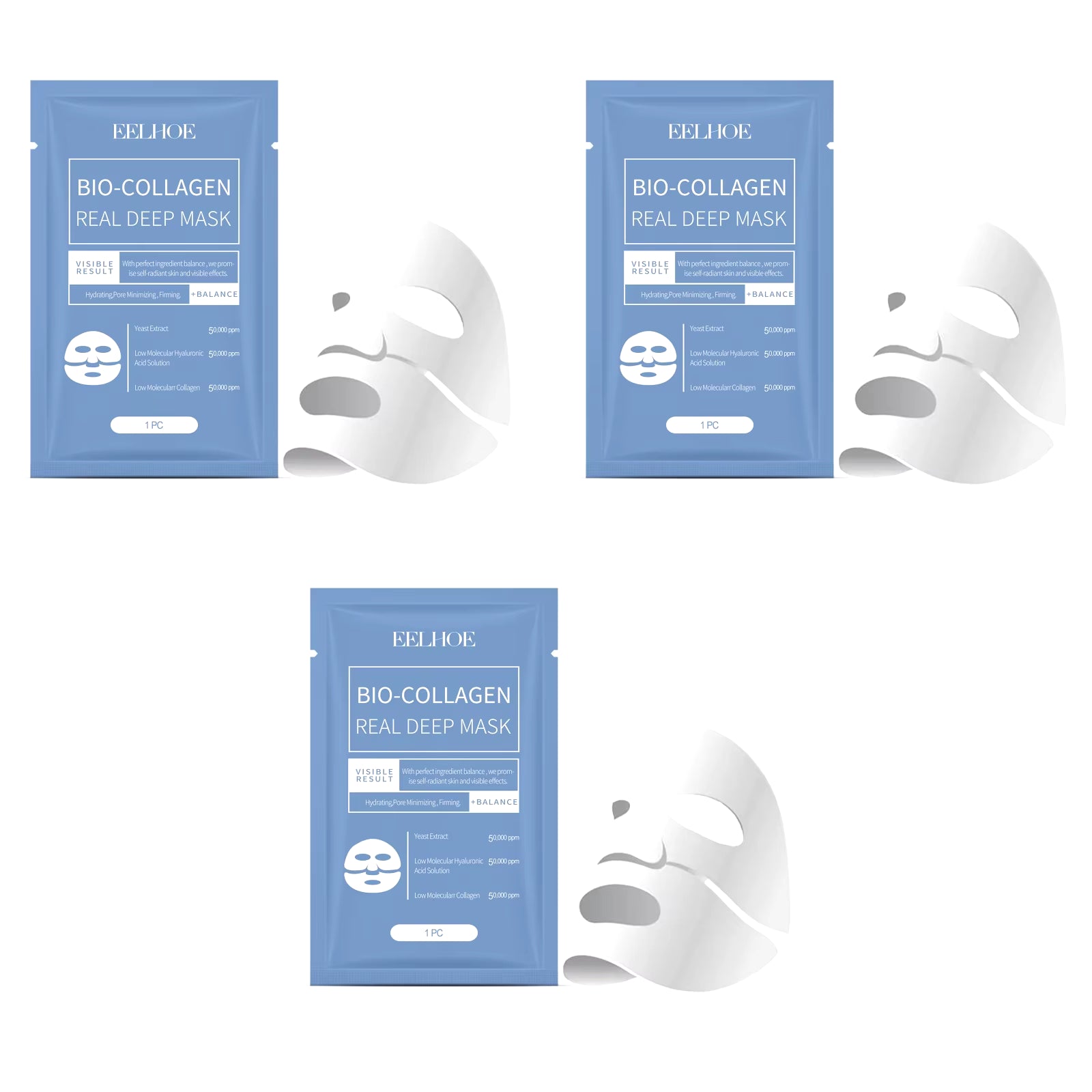 EELHOE Bio Collagen Face Mask Brightening Firm Skin Barrier Repair Shrink Pores Professional Facial Moisturizer Face Mask Sheets