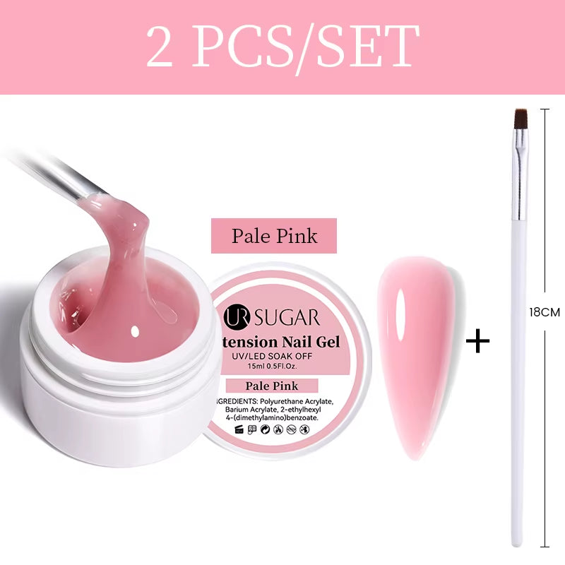 UR SUGAR 15Ml Extension Nail Gel Polish Nails Finger Form Clear Nude Pink Nail Art Camouflage Hard Gel Acrylic Nail Manicur