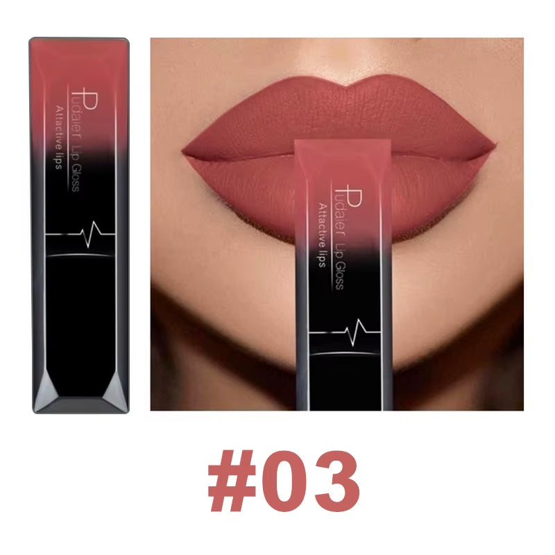 Pudaier 21 Color Lip Gloss Waterproof Matte Liquid Lipstick Moisturizing Lip Gloss Lip Makeup Beauty Cosmetics